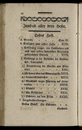 Innhalt aller drey Hefte.