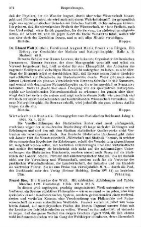 372, Eduard Wolf. Ferdinand August Maria Franz von Ritgen. Ein Beitrag zur Geschichte der Medizin und Naturphilosophie