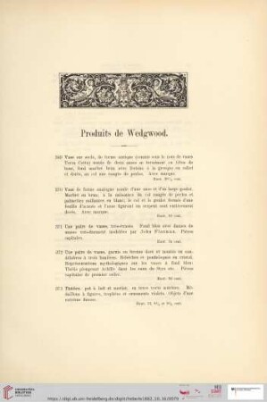 Produits de Wedgwood (Nr. 369 - 457)
