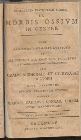 Dissertatio Inauguralis Medica De Morbis Ossium In Genere