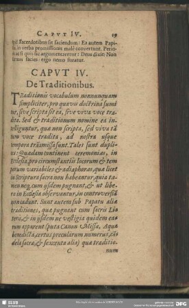 Caput IV. De Traditionibus