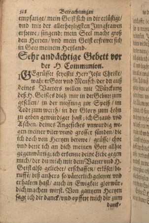 Sehr andächtige Gebett vor der H. Communion.