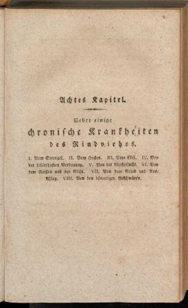 Achtes Kapitel. Ueber einige chronische Krankheiten des Rindviehes.