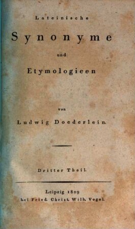 Lateinische Synonyme und Etymologieen, 3