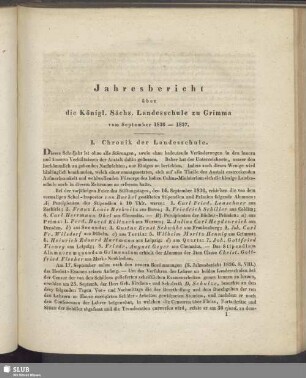 Jahresbericht über die Königl. Sächs. Landesschule zu Grimma vom September 1836 - 1837