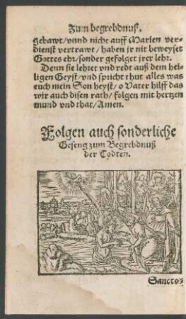 Folgen auch sonderliche Geseng zum Begrebdnuß der Todten.