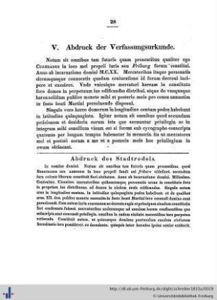 V. Abdruck der Verfassungsurkunde.