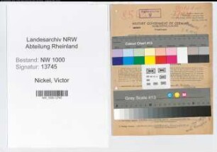 Entnazifizierung Victor Nickel, geb. 07.02.1903 (Chemiker)