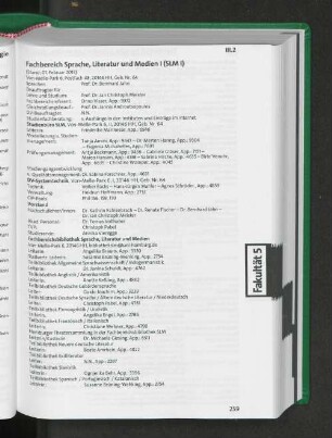 Fachbereich Sprache, Literatur und Medien I (SLM I)