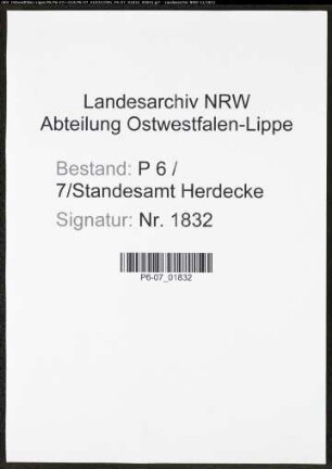 Heiratsregister Standesamt Herdecke