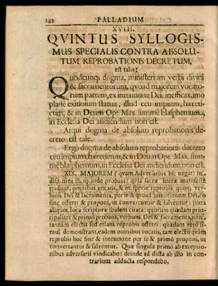 Quintus Syllogismus Specialis Contra Absolutum Reprobationis Decretum, est talis