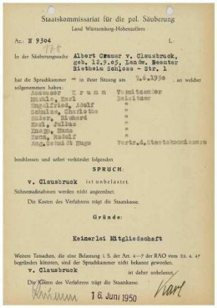 Clausbruck, Albert Camer von
