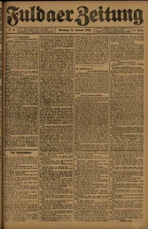 Ausgabe vom Montag, den 12. Januar 1920.