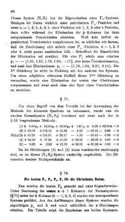 § 72. Die besten P1, P2, P3, P4 für die Christiania Daten.