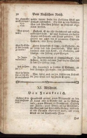 XI. Abschnitt. Von Frankreich. - XVIII. Abschnitt. Von den siebenzehn Kleinern Gouvernements.