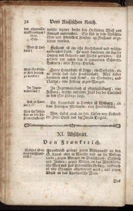 XI. Abschnitt. Von Frankreich. - XVIII. Abschnitt. Von den siebenzehn Kleinern Gouvernements.