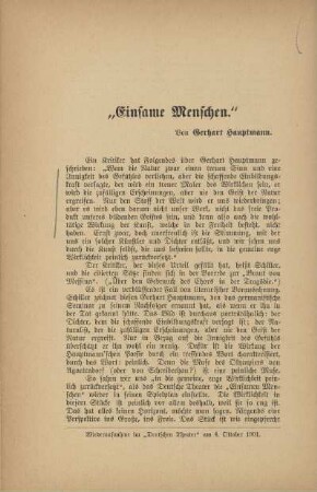 "Einsame Menschen"