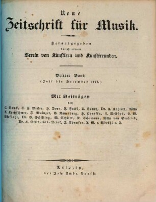 Neue Zeitschrift für Musik : gegr. 1834 von Robert Schumann. 3. 1835