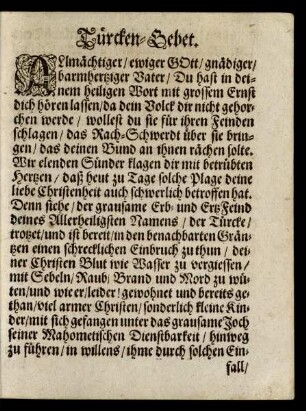 Türcken-Gebet.