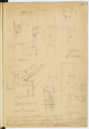Baptisterium, Cremona: Details (aus: Skizzen- und Fotoalbum 4)