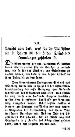 Bericht über das, was für die Volksschulen in Baiern bei den beiden Ständeversammlungen geschehen ist