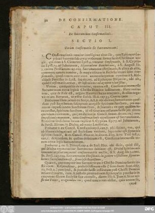 Sectio I. Utrùm Confirmatio sit Sacramentum.