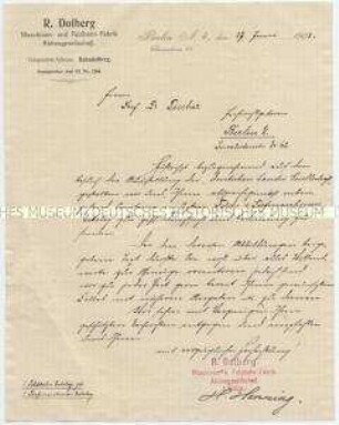 Geschäftsbrief an Prof. Dr. Fischer