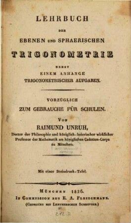 Lehrbuch der ebenen und sphärischen Trigonometrie
