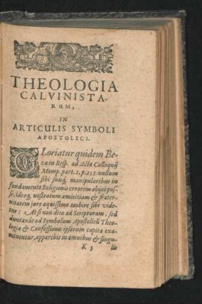 Theologia Calvinistarum, In Articulis Symboli Apostolici.