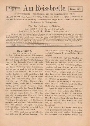 Nr. 1. Januar 1917.