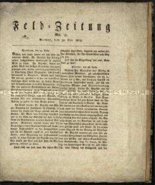 Preußische Feldzeitung aus der Zeit der Befreiungskriege