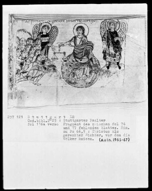 Der Stuttgarter Bibelpsalter — Christus als gerechter Richter, Folio 76arecto