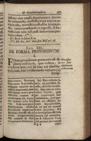 Cap. XXI. De Forma Provisionum. - Cap. XXV. De Pensionibus.