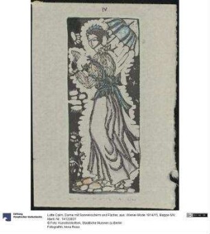 Dame mit Sonnenschirm und Fächer, aus: Wiener Mode 1914/15, Mappe 6/IV