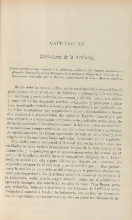 Capítulo XII. Operaciones de la Artillería