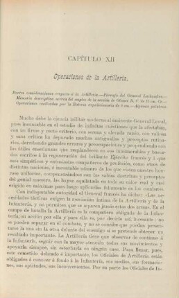 Capítulo XII. Operaciones de la Artillería