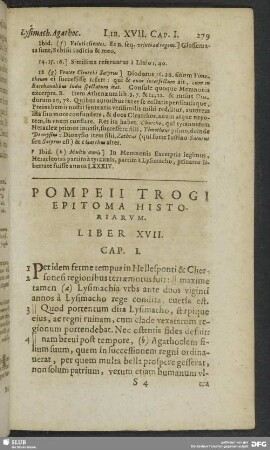 Pompeii Trogi Epitoma Historiarum, Liber XVII.