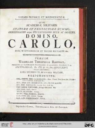 Theses Physicae Et Mathematicae