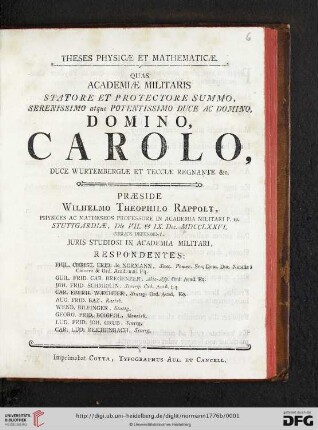 Theses Physicae Et Mathematicae