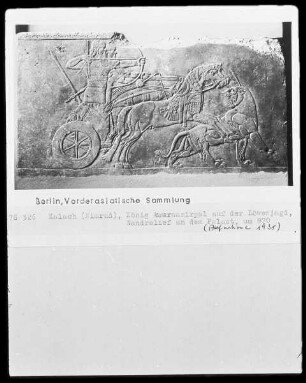 König Asurnasirpal II. auf der Löwenjagd (Wandrelief aus einem Palast in Kalach)