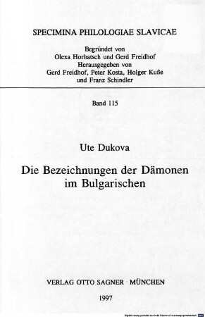Die Bezeichnungen der Dämonen im Bulgarischen