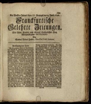 Num. LI. Freytags den 24. Junii. 1740 - Num. LX. Dienstags den 26. Julii. 1740