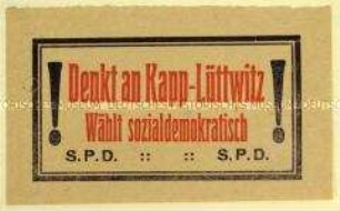 Handzettel mit einem Aufruf der SPD zur Reichstagswahl 1920
