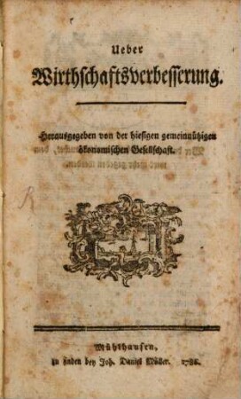 Ueber Wirthschaftsverbesserung