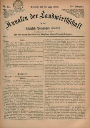 No. 61. Berlin, den 30. Juli 1873. XIII. Jahrgang.