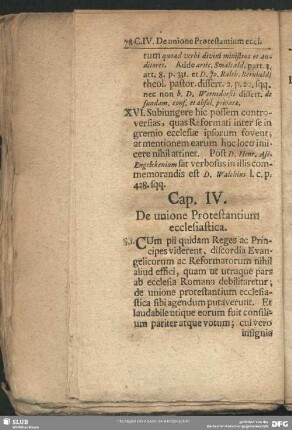Cap. IV. De unione Protestantium ecclesiatica