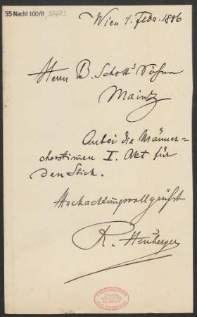 Brief an B. Schott's Söhne : 01.02.1886