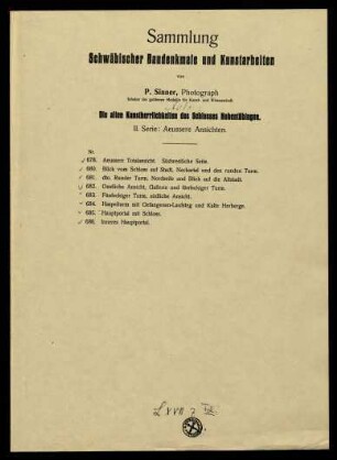 Die alten Kunstherrlichkeiten des Schlosses Hohentübingen : Serie 2, aeussere Ansichten