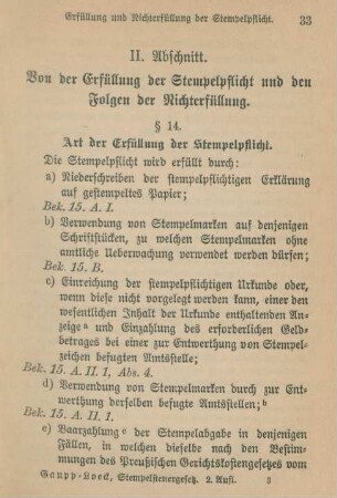 II. Abschnitt. Von der Erfüllung der Stempelpflicht und den Folgen der Nichterfüllung.