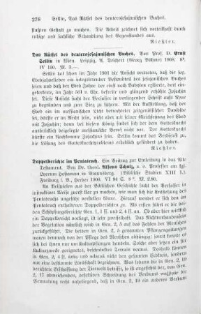 278 [Rezension] Sellin, Ernst, Das Rätsel des deuterojesajanischen Buches